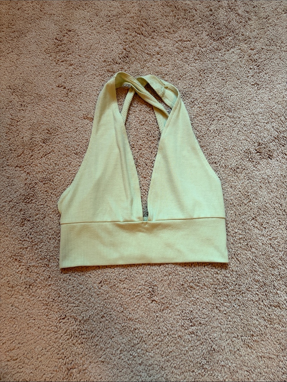 SHEIN Light Green Ribbed Halter Crop Top